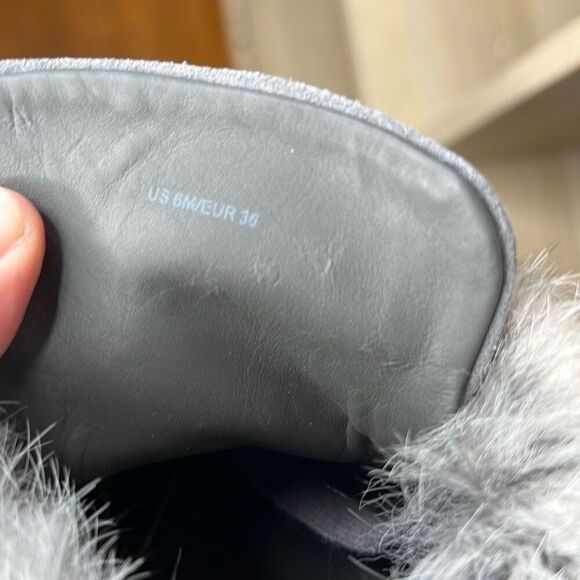 Vince Nyack Fur High Top Sneaker Gray Suede Rabbit Sneaker 6M New - Picture 7 of 10